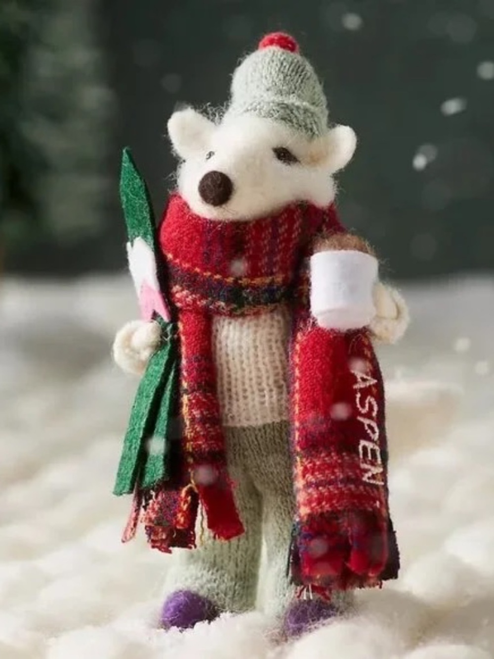 Anthropologie Handmade Felt Travel Fox Ornament Aspen NEW Holiday Christmas